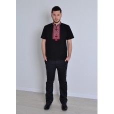 Embroidered t-shirt for men "Traditions" red on black